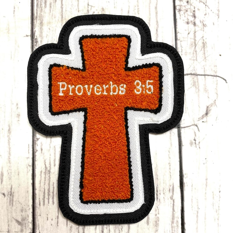Personalized Chenille Cross Letterman Jacket Patch | Chenille Patches | Cross Patch | Personalized Cross | Religious Patch image 11