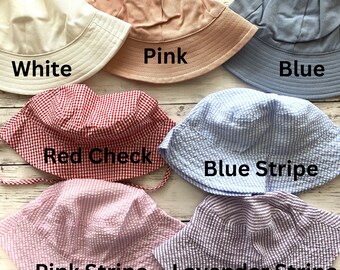 Personalized Baby Bucket Hat - Custom Name Engraved, UPF 50+ Sun Protection, Adjustable Chin Strap, For Boys & Girls 0-12 Years (Multicolor)