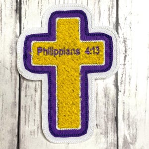 Personalized Chenille Cross Letterman Jacket Patch | Chenille Patches | Cross Patch | Personalized Cross | Religious Patch image 16