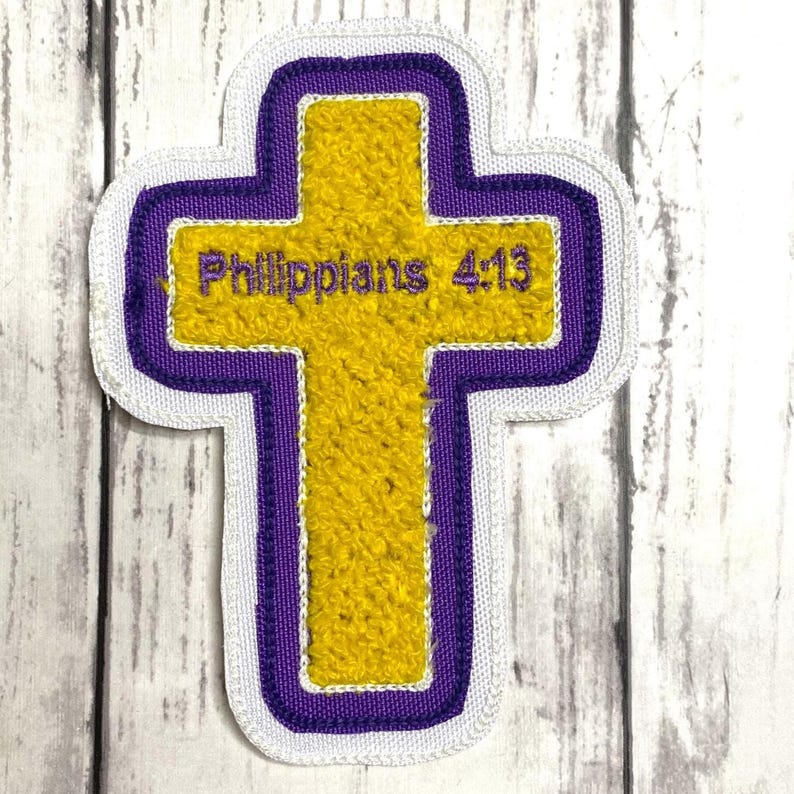 Personalized Chenille Cross Letterman Jacket Patch | Chenille Patches | Cross Patch | Personalized Cross | Religious Patch image 16