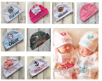 Personalized Baby Hat Monogram Baby Hat Custom Baby Hat Baby Beanie Baby Girl Gift Baby Boy Gift Hospital Hat Hospital Beanie Baby Keepsake