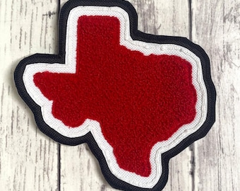 Chenille Texas Letterman Jacket Patch | State of Texas Chenille Patch | Chenille Patches | Sports Patches | Sale Item Sold As Is