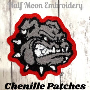 Chenille Bulldog Letterman Jacket Patch | Bulldog Jacket Patch | Chenille Mascot Letterman Jacket Patch | Chenille Patch