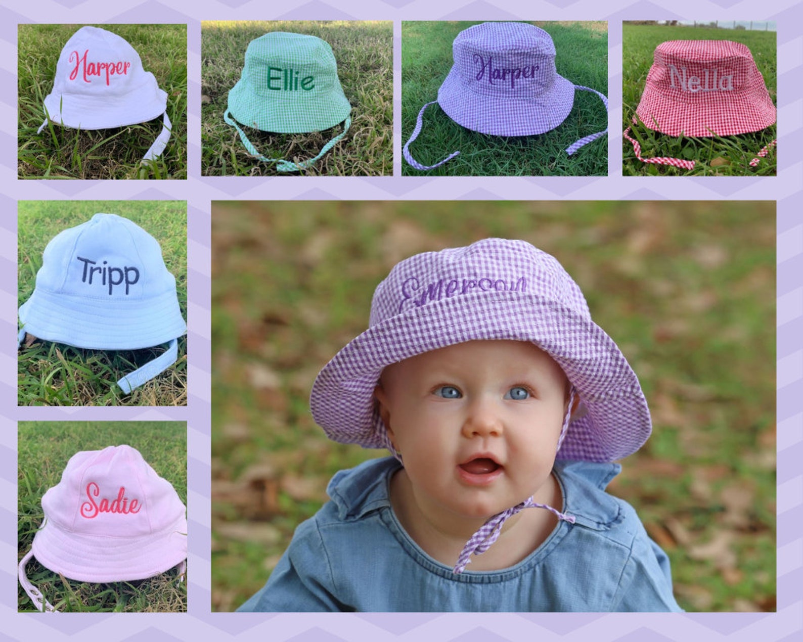 Personalized Baby Bucket Hats Monogrammed Baby Bucket Hats Etsy