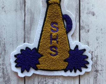 Chenille Cheerleading Letterman Jacket Patch | Chenille Cheer Patch | Chenille Megaphone Patch | Sports Patches | Sale Item Sold As Is