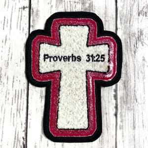 Personalized Chenille Cross Letterman Jacket Patch | Chenille Patches | Cross Patch | Personalized Cross | Religious Patch image 18