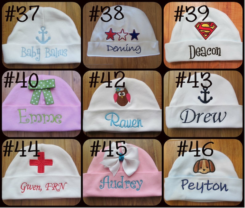 Personalized Baby Hat Monogram Baby Hat Custom Baby Hat Baby Beanie Baby Girl Gift Baby Boy Gift Hospital Hat Hospital Beanie Baby Keepsake image 8