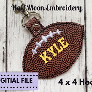 Bogo Free!  ITH Football Snap Tab Embroidery Design | ITH Football Keychain Embroidery Design | Ith Football Bag Tag Embroidery Design | 4x4