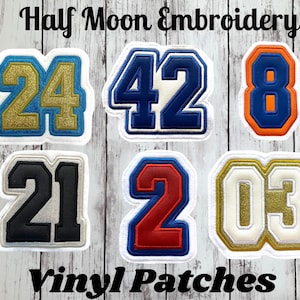 Personalized Jersey Number Letterman Jacket Patch | Sports Number Patch for Jackets | Custom Number Patch | Vinyl Number Jacket Patch