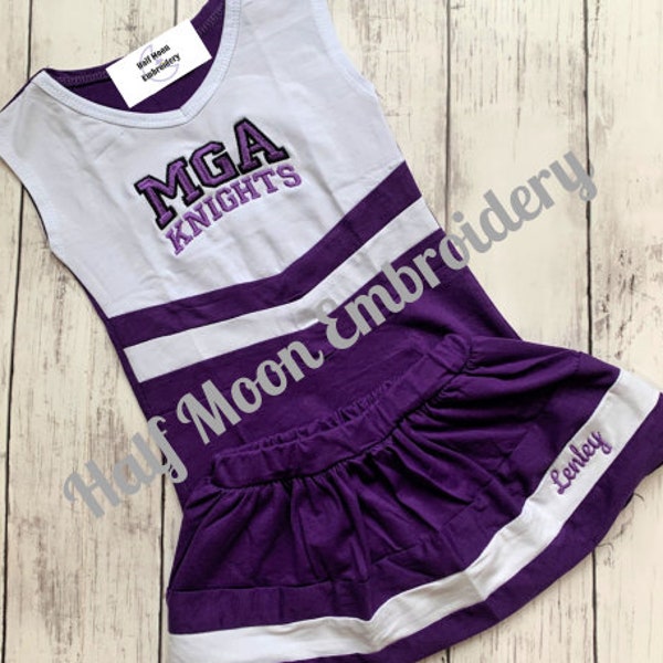 Personalized Purple and White Girls Cheer Uniforms | Personalized Cheer Uniforms | Custom Cheer Uniform | Baby Cheer | Toddler Cheer Uniform