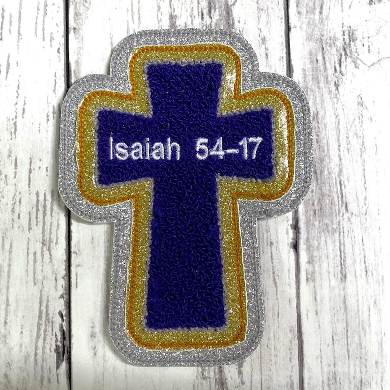 Personalized Chenille Cross Letterman Jacket Patch | Chenille Patches | Cross Patch | Personalized Cross | Religious Patch image 8