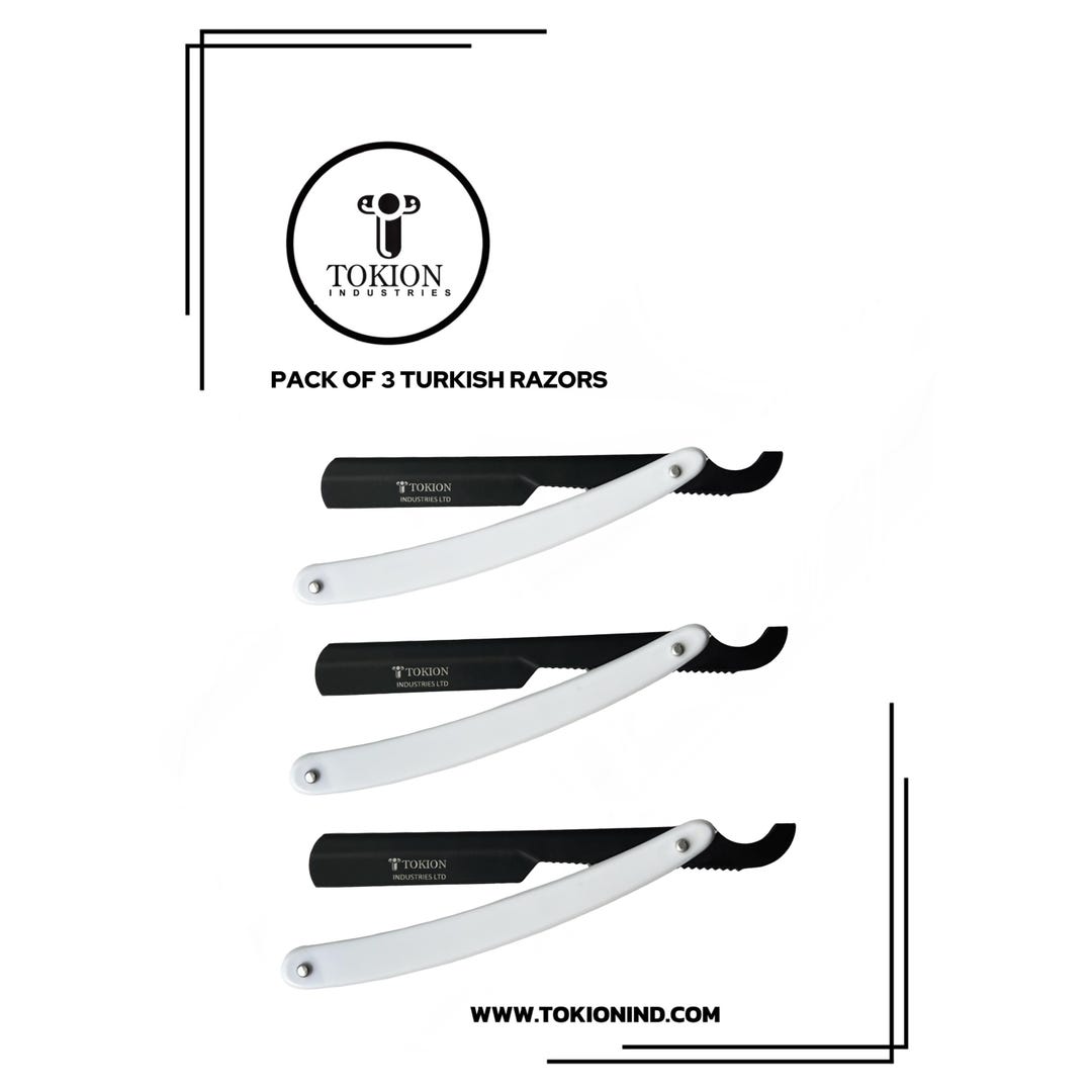 White Handle Razor Stainless Steel Turkish Razor Handle - Black & White - Pack of 3 - Etsy