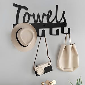 Cabideiro moderno, ganchos personalizados, organizador de entrada, cabide de parede, decoração de parede de metal, letras grandes de metal, gancho de roupas personalizado