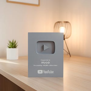 Spersonalizowana tabliczka z przyciskiem YouTube, trofeum drukowane w technologii 3D