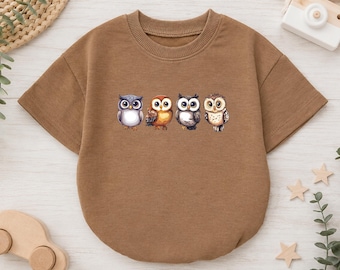 Cute Owl Baby Romper Sweatshirt, Owl Animal Baby Romper, Owl Bird Baby Bodysuit, Owl Christmas Gift