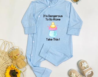 It’s Dangerous To Go Alone Take This Baby Bodysuit, Baby Bottle Milk Romper, Gamer Parents Gift