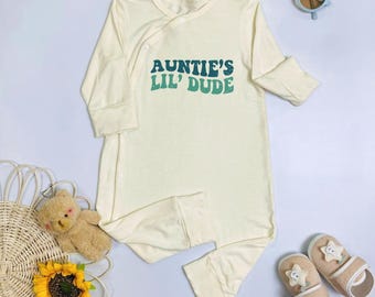 Auntie's Little Dude Baby Bodysuit, Aunties Bestie Baby Romper, New Aunt Baby Clothes