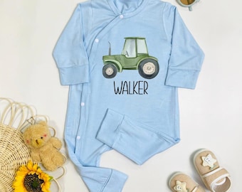 Custom Farmer Tractor Baby Bodysuit, Farm Tractor Baby Romper, Custom Baby Bodysuit, Farmer Gift