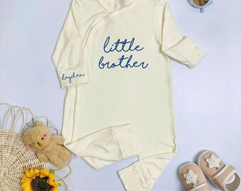 Little Brother Baby Romper, Custom Baby Boy Shower, Little Baby Brother, Newborn Bodysuit