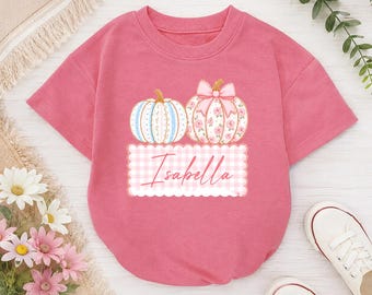 Custom Floral Pumpkin Baby Romper, Fall Baby Outfit, Girly Pumpkin Baby Outfit