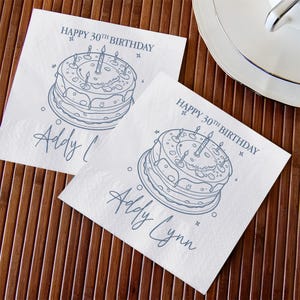 Personalized Birthday Cake Party Napkins, Custom Birthday Napkins, Happy Birthday Napkins, Personalized Birthday Cocktail Napkins