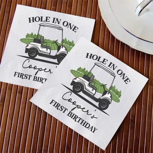 Hole In One First Birthday Party Napkins, Custom Golf 1St Birthday Napkins, 1St Birthday Party Napkins, Golf Party Cocktail Napkins