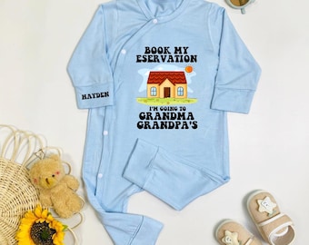 Book My Reservation Baby Bodysuit, Custom Grandma Grandpa Baby Romper, New Grandparent Baby Gift
