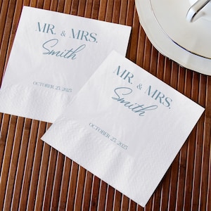Custom Engagement Napkins, Custom Wedding Party Napkins, Mr And Mrs Napkins, Personalized Wedding Reception Napkins