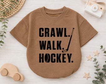 Crawl Walk Hockey Baby Romper Sweater, Dad’s Little Hockey Baby Bodysuit, Future Hockey Player Romper