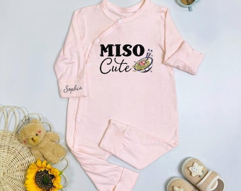 Custom Miso Cute Baby Romper, Asian Food Baby Bodysuit, Miso Baby Bodysuit, Noodles Baby Clothes