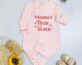 Mama's Little Bestie Baby Bodysuit, Custom New Mom Romper, Mama's Bestie Baby Bodysuit, Mother's Day Gift
