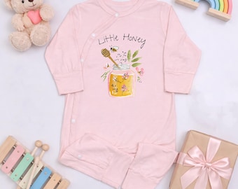 Little Honey Bee Baby Bodysuit, Bamboo Fabric Romper, Baby Shower Gift