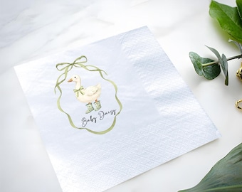Custom Silly Goose Baby Shower Napkins, Farm Animal Baby Shower Napkins, Gender Reveal Party Napkins, Goose Party Napkins