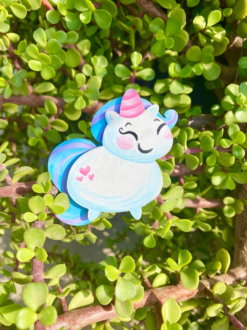 Wearable Art Hand Painted Art NEW*** Custom Chonky Unicorn BroochMagnet One-of-a-kind