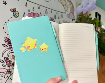 Wishing Stars Journal, Diary with Pen, in Aqua