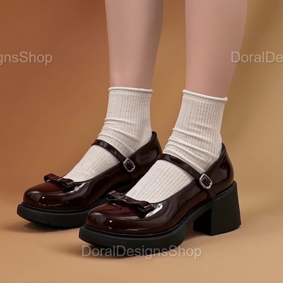 Vintage Mary Janes Women's Shoes | Black Square Toe Block Heels | Retro Bow Knot Casual Pumps | Classic Spring Autumn Chunky Fashion Heels