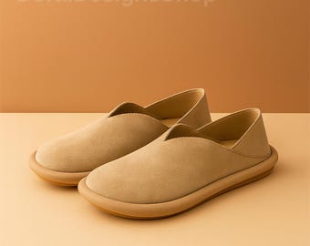 Women Earthing Barefoot Shoes with Minimalist Tan Cross Design, Lightweight Grounding Ballet Flats for Walking, Travel, and Everyday Use