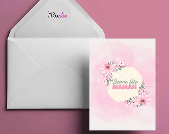 Karte zum Muttertag zum Ausdrucken | Digitale Muttertagskarte Floral Rose | Sofortiger Download im Format A6