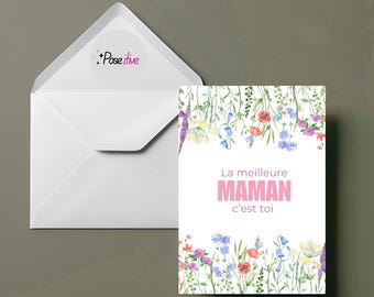 Printable Mother's Day Card | You're the Best Mom | A6 Digital Flower Card | Instant Download