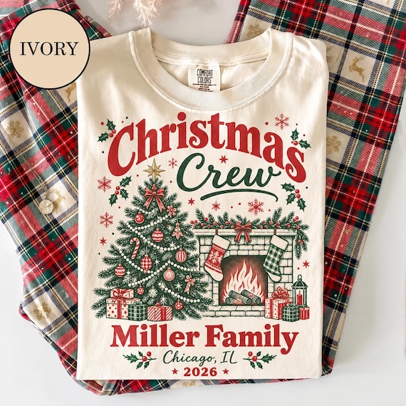 Custom Christmas Crew Shirt, Personalized Family Name Tee, Vintage Matching Holiday Shirts, Christmas Vacation Group Outfit