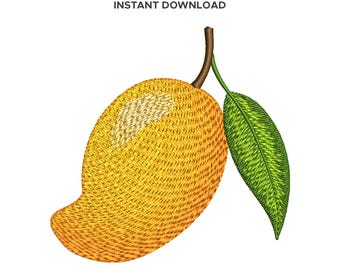 Diseño de bordado de mango: Motivo de fruta tropical, 6 tamaños (5 a 11,4 cm), descarga digital instantánea