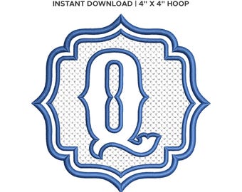 Embossed Monogram Embroidery Font, A-Z, 2.8-5 inch (Digital Download)