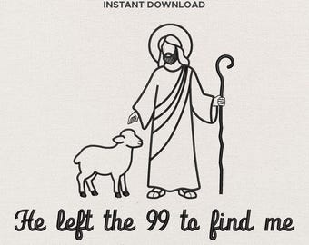 Jesus with Lamb Embroidery Design | Christian Quote (Instant Download) Machine Embroidery Files