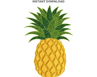 Pineapple Embroidery Design: Tropical Kitchen Decor , 6 Sizes 2"–4.5", Instant Digital Download