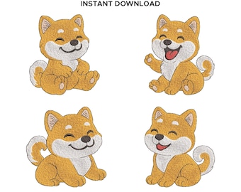 Shiba Inu Embroidery Design: 5 Sizes (Digital Download)