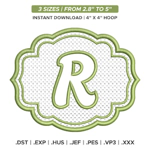 Geprägte Schreibschrift, Monogramm Schrift, gezackter Rahmen (Digitaler Download)