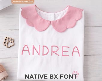 Rounded Kids Embroidery Font, Satin Stitch Alphabet, Native BX File, Personalized Baby Gifts