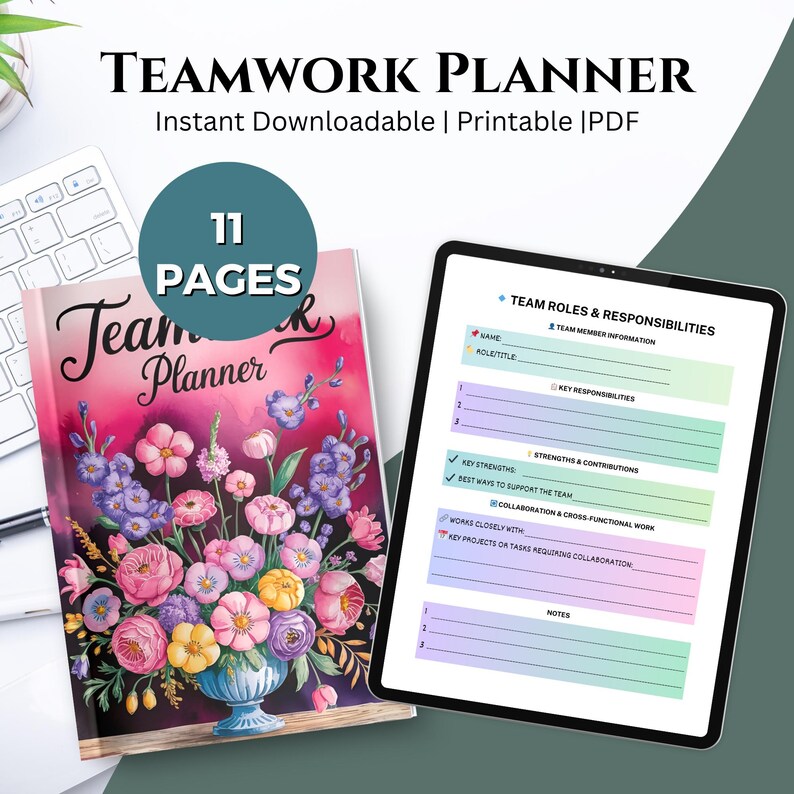 Teamwork Planner Printable PDF | Team Project Organizer Collaboration ...