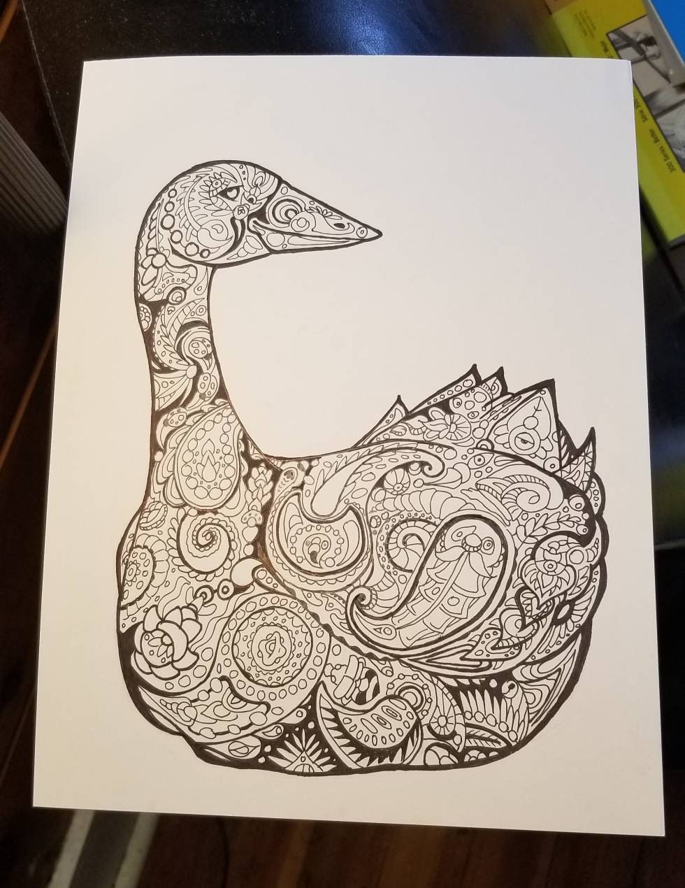 Paisley Goose - Original Artwork, Pen and Ink
