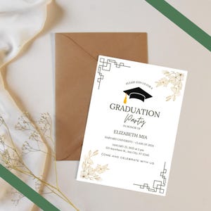 Elegant Graduation Party Invitation Template | Class of 2025 Invite | Editable Digital Download for Graduation Celebration